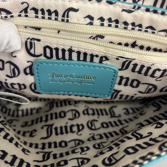 Juicy Couture Turquoise blue Crossbody Bag with Gold Heart Chain - Picture 6 of 7
